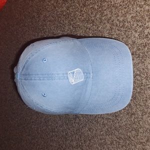 Adams Upscale Fashion Headwear Blue Denim Leather Strapback Hat Cap